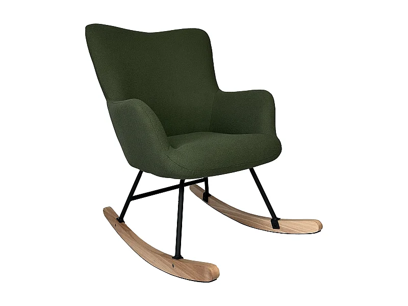 Fauteuil à bascule en tissu boucle vert kaki KAIRA - HAPPY GARDEN