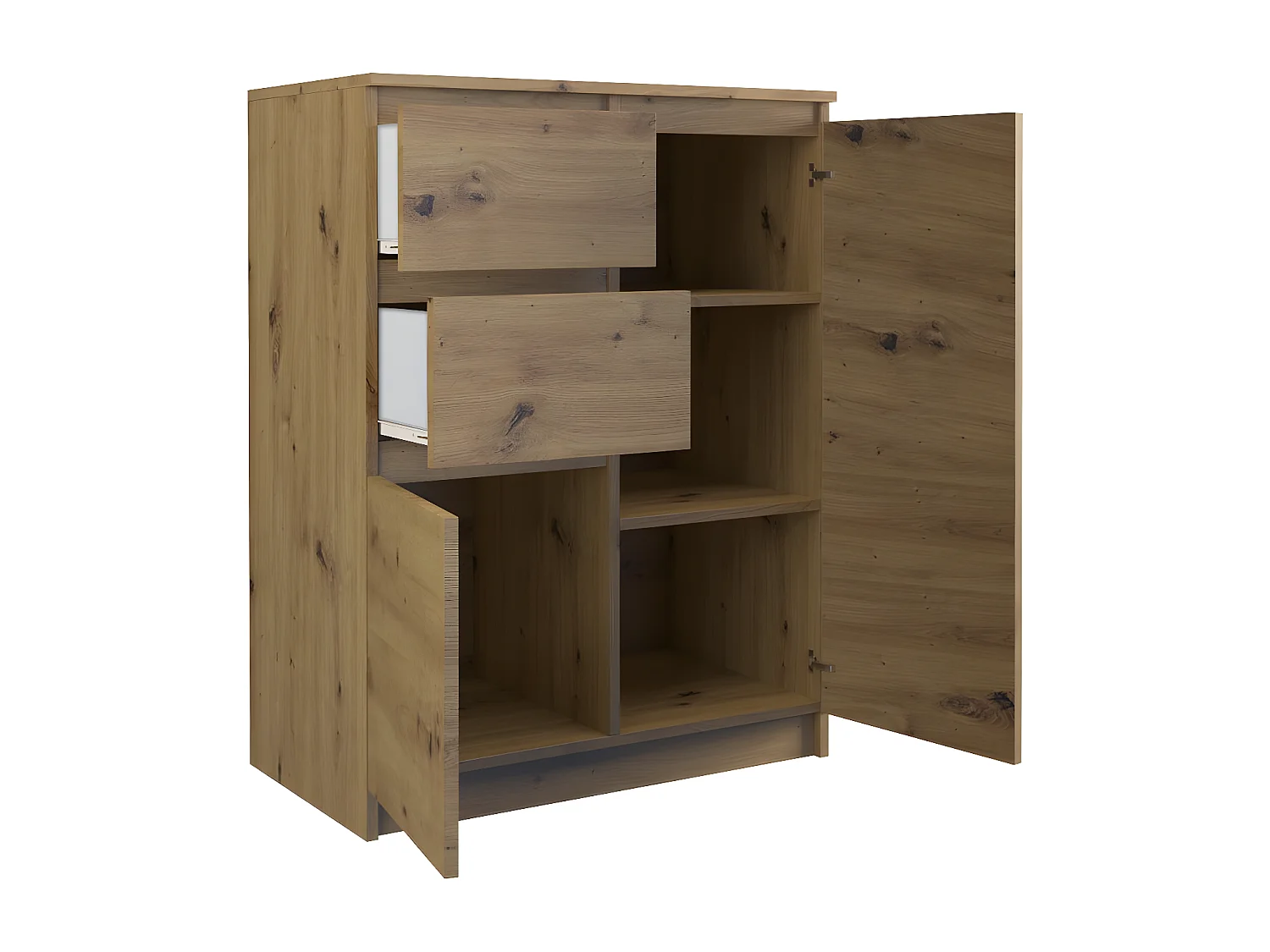 PARMA | Cómoda  moderna para dormitorio / salón / oficina 97x70x40 cm | Aparador Mueble de entrada con 2 puertas y 2 cajones | Diseño moderno