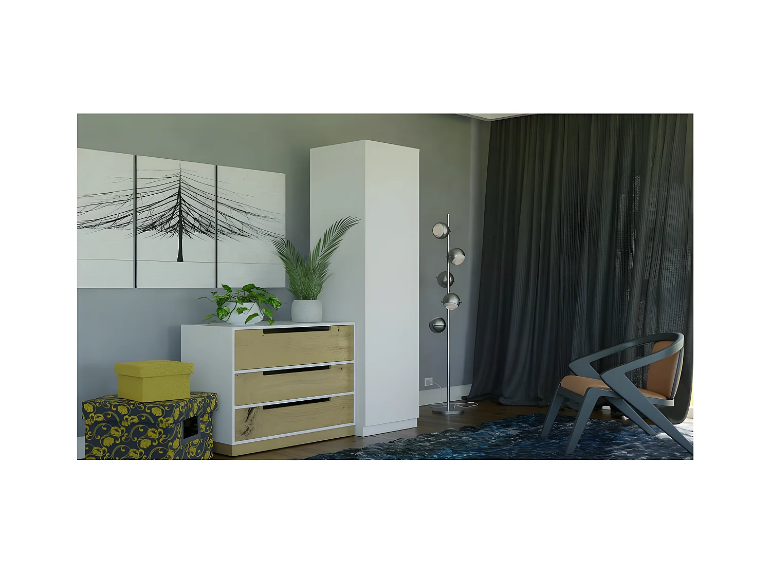 ESME - Einzelner Schrank im skandinavischen Stil Schlafzimmer - 50x50x180 - 1 Tür - Ankleidezimmer