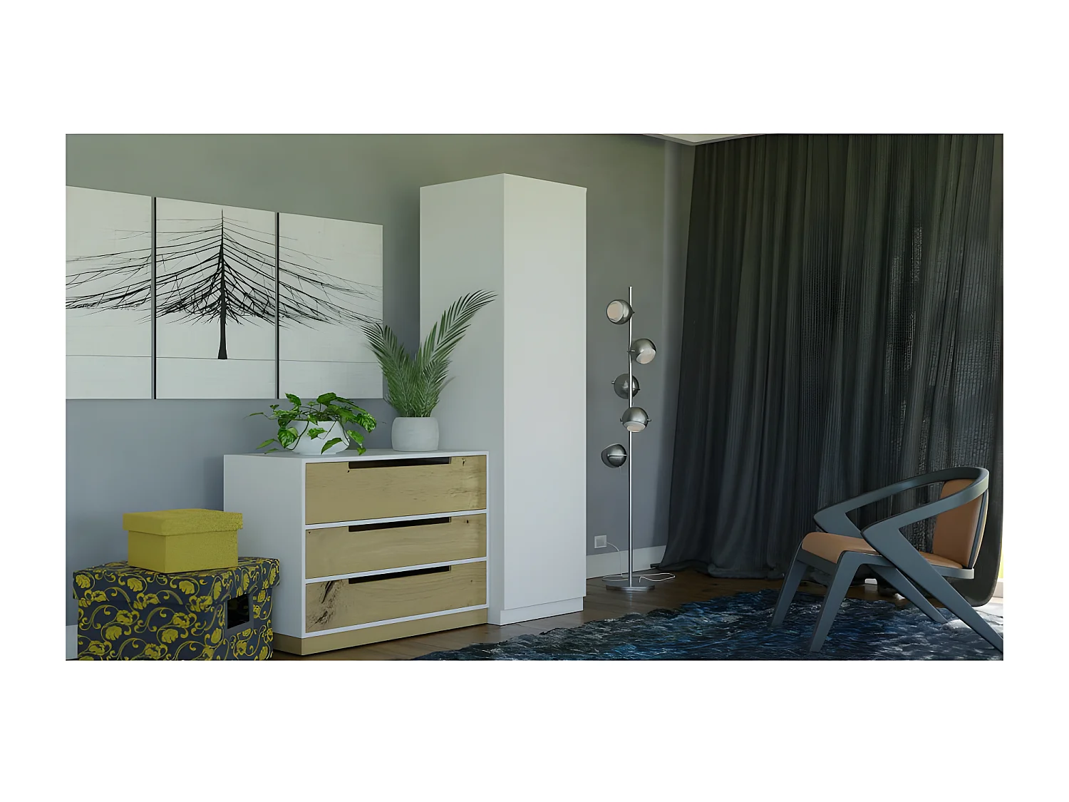 ESME - Armario sencillo de estilo escandinavo para dormitorio - 50x50x180 - 1 puerta - Vestidor