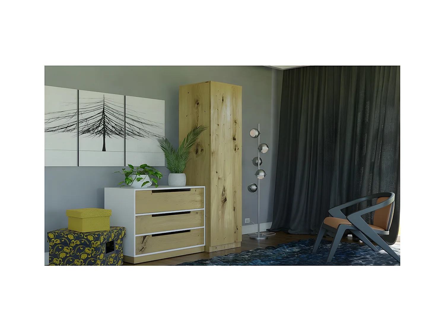 ESME - Einzelner Schrank im skandinavischen Stil Schlafzimmer - 50x50x180 - 1 Tür - Ankleidezimmer