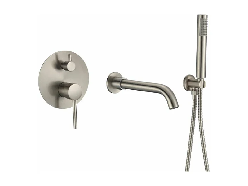 Mitigeur baignoire à encastrer avec douchette CARLOW acier brossé