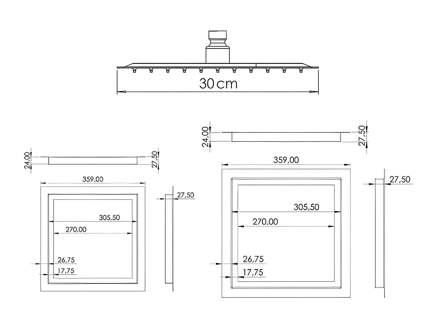Kit de douche à encastrer JAITO noir mat