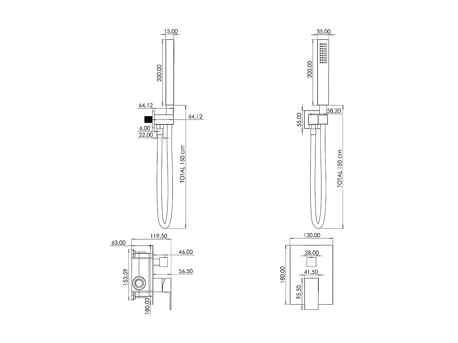 Kit de douche à encastrer JAITO noir mat