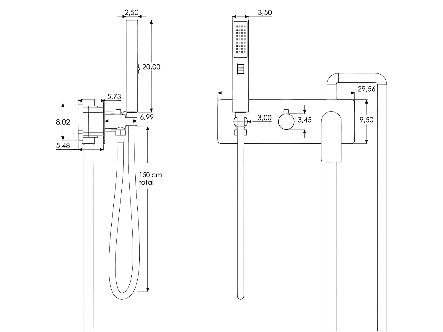 Kit de douche à encastrer TILSO noir mat