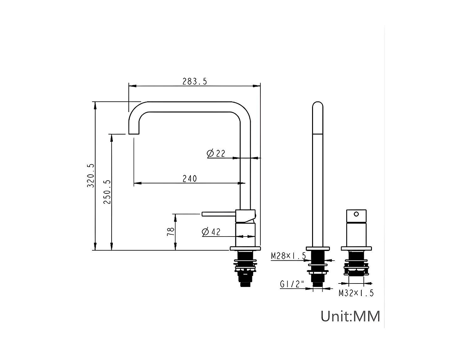 Robinet mitigeur lavabo 2 trous ORUNE noir mat