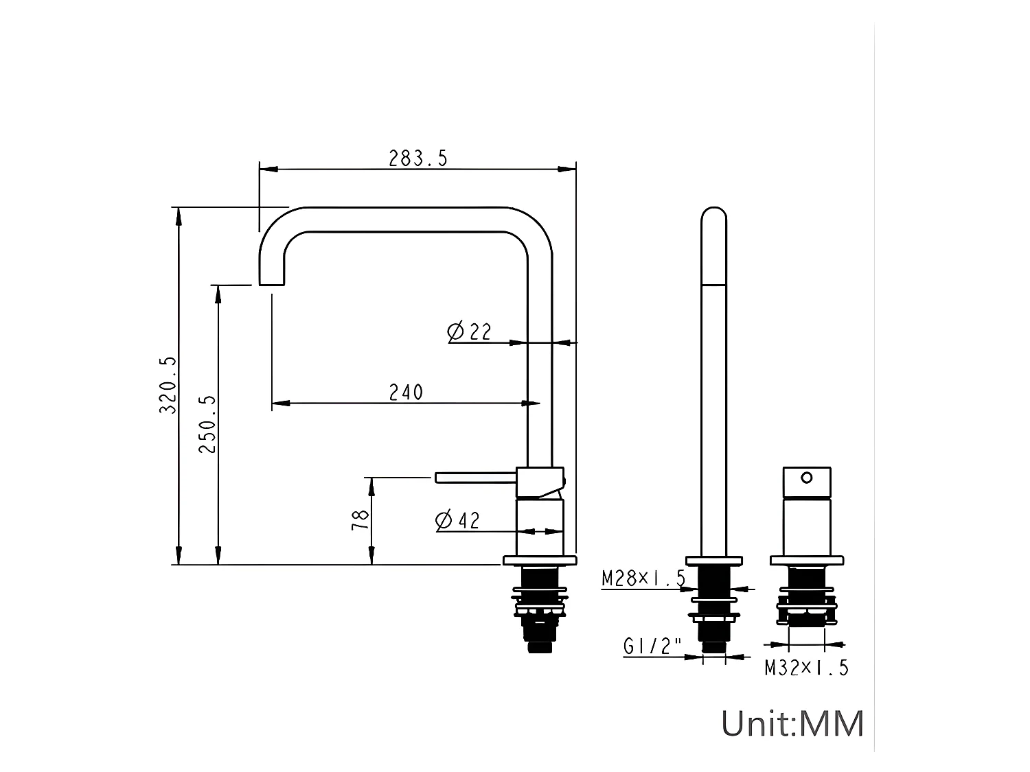 Robinet mitigeur lavabo 2 trous ORUNE noir mat