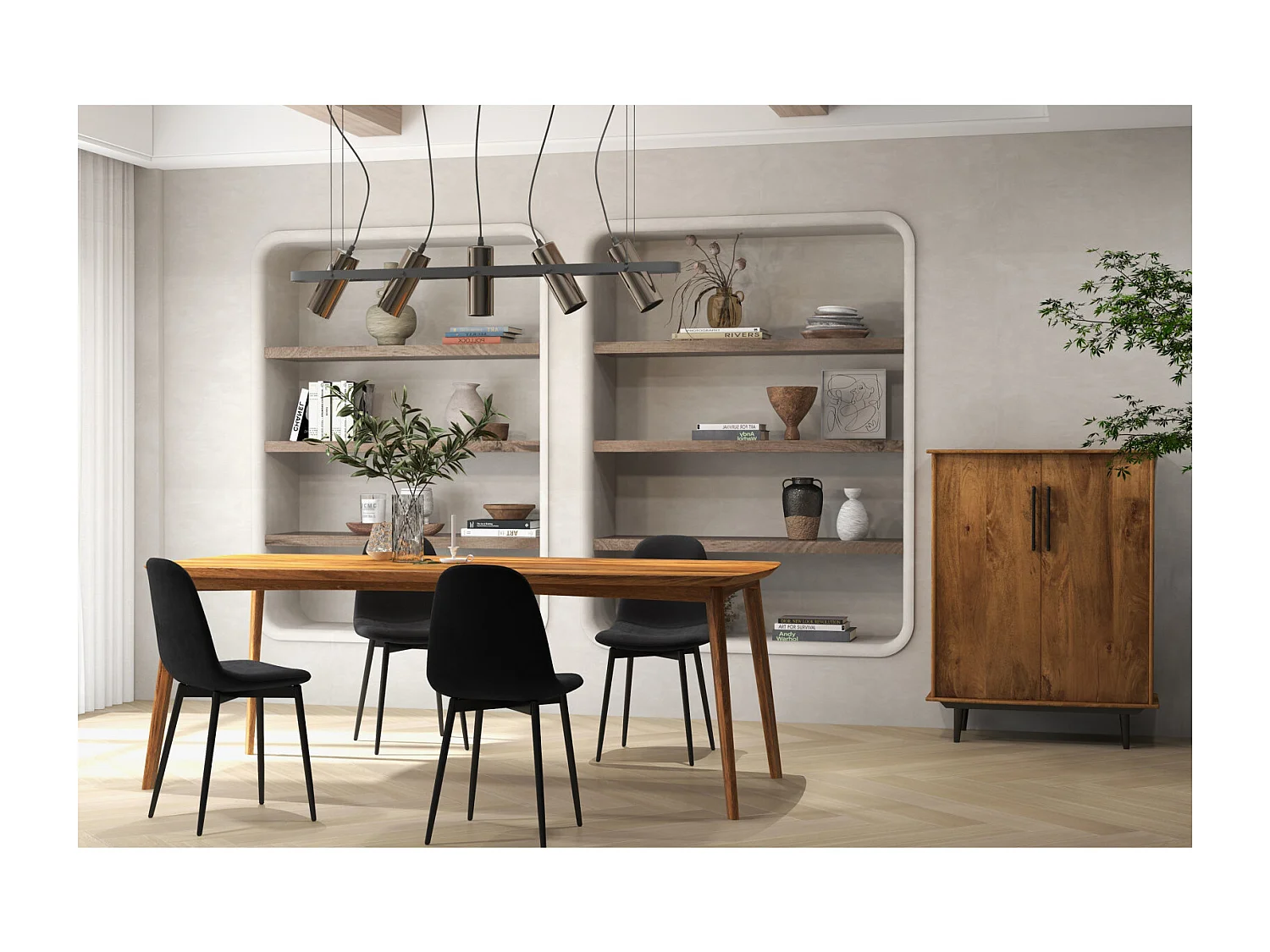 SALLY-Sedia in velluto nero con gambe in metallo set di 4 sedie