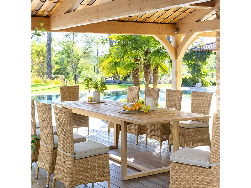 Table extérieure en bois extensible 10 places Rioni Hespéride