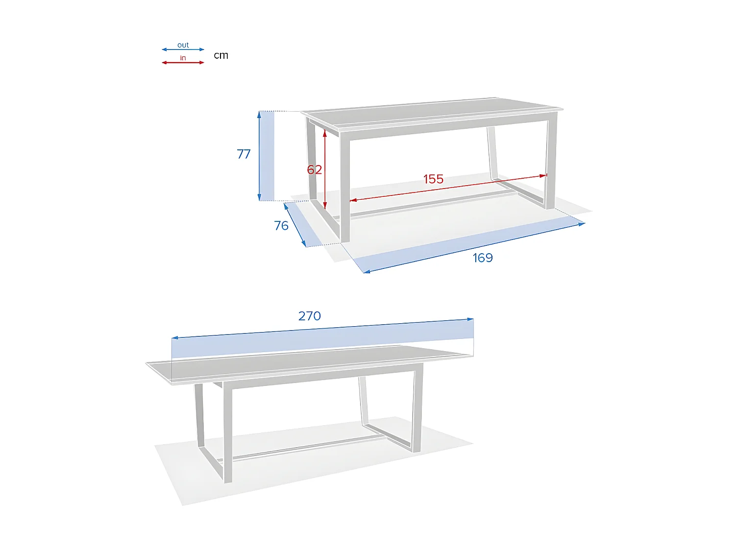 Table extérieure en bois extensible 10 places Rioni Hespéride