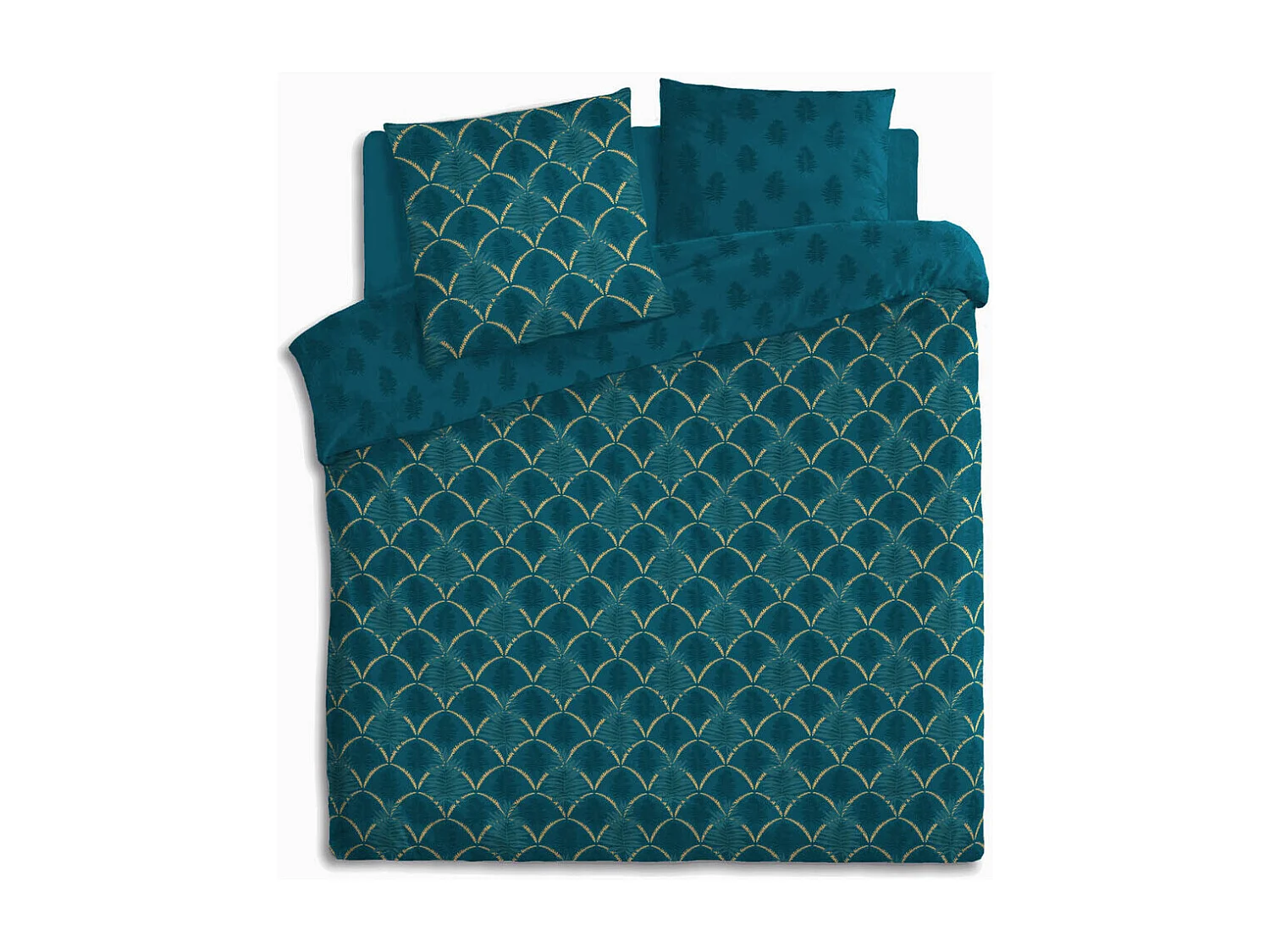 Parure de lit 2 Personnes 240 x 220 cm Housse de couette et 2 taies Imprimé Art déco