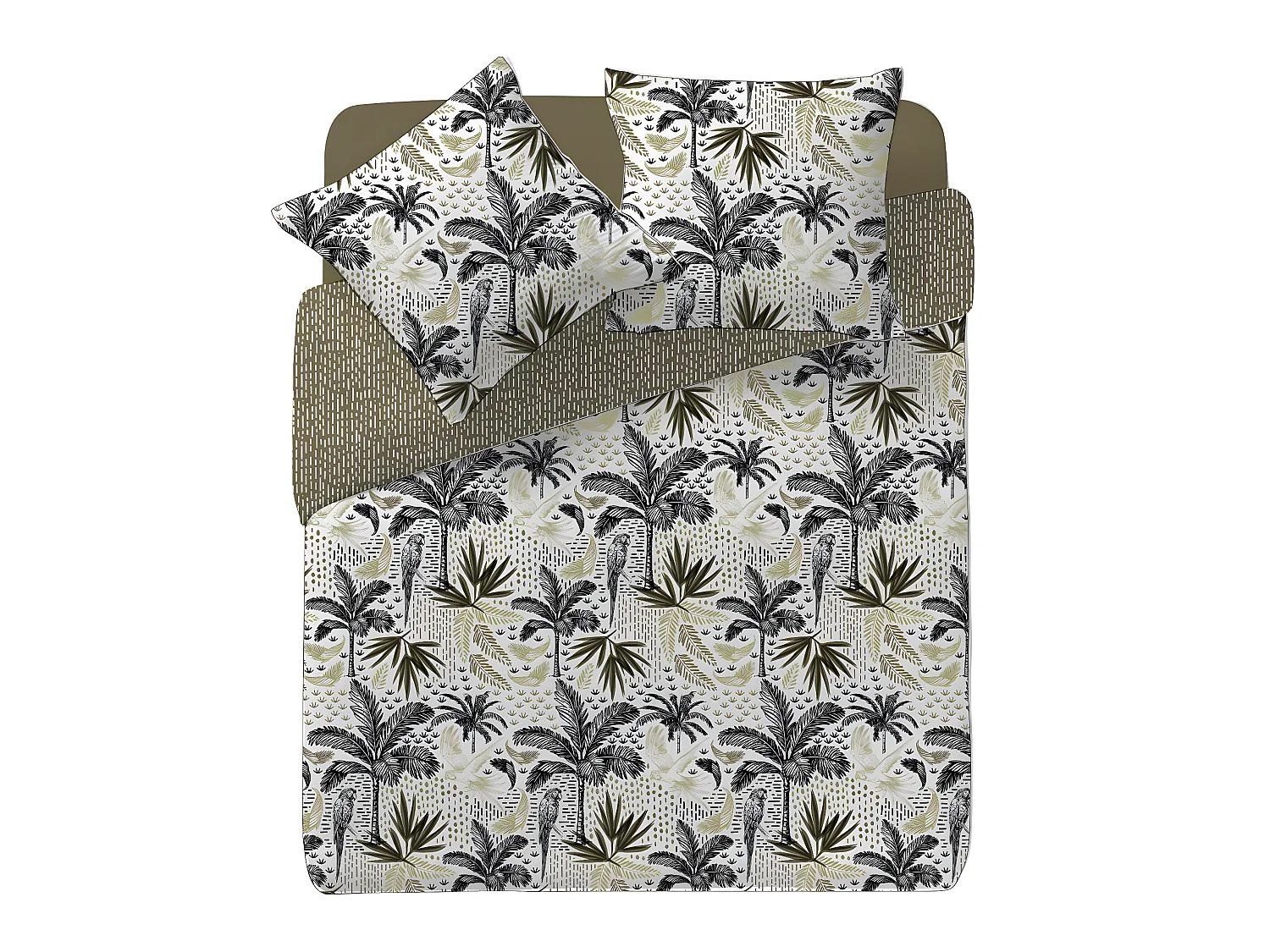 Parure de lit 2 Personnes 240 x 220 cm Housse de couette avec 2 taies Imprimé Cuba