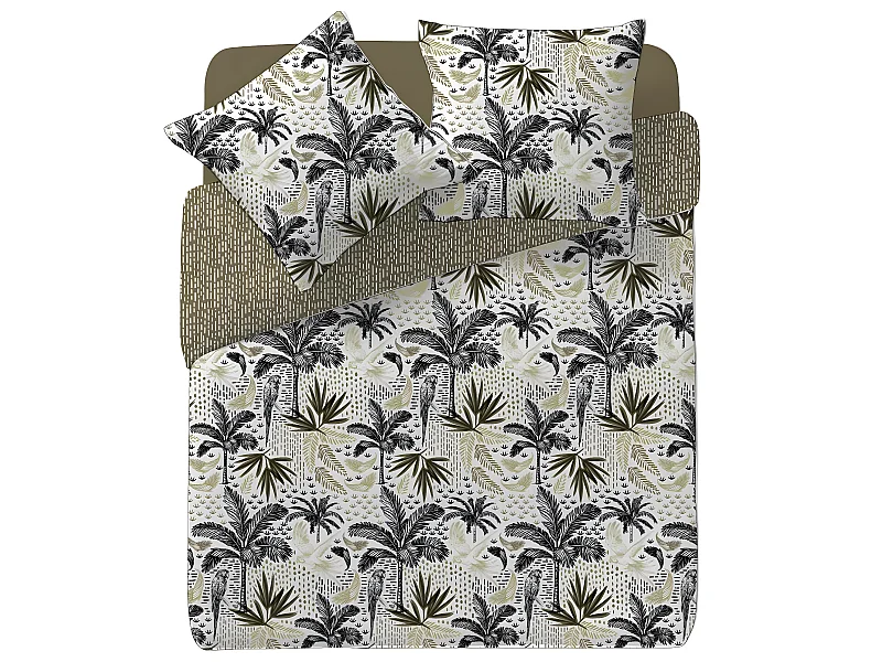 Parure de lit 2 Personnes 240 x 220 cm Housse de couette avec 2 taies Imprimé Cuba