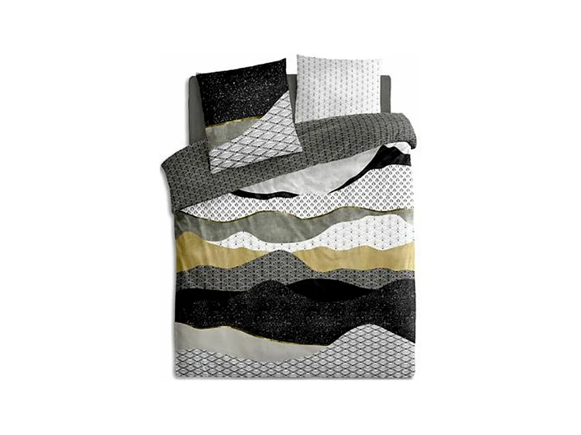 Parure de Lit 3 Pièces "Moutain" 220x240cm Noir & Blanc