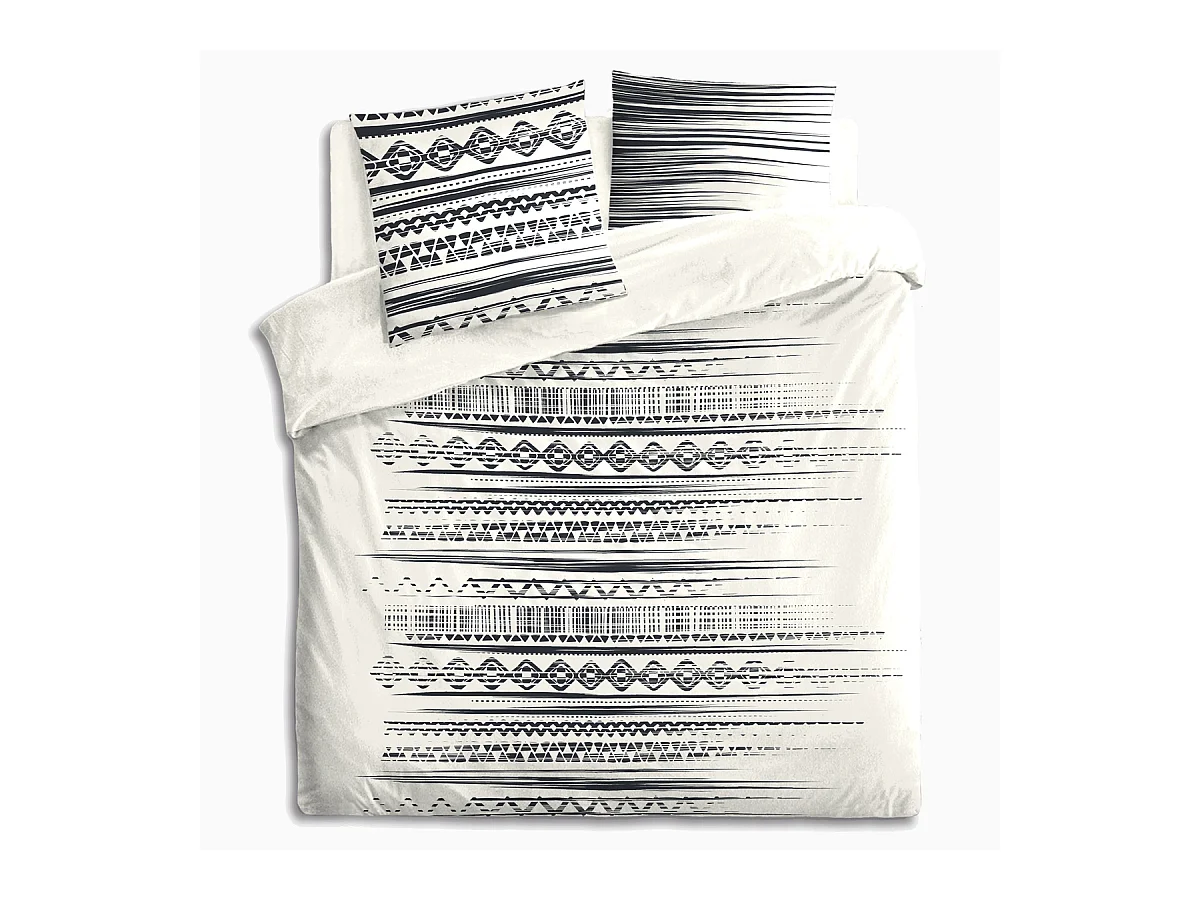 Parure de lit 2 Personnes 240 x 220 cm Housse de couette avec 2 taies imprimé Ethnik