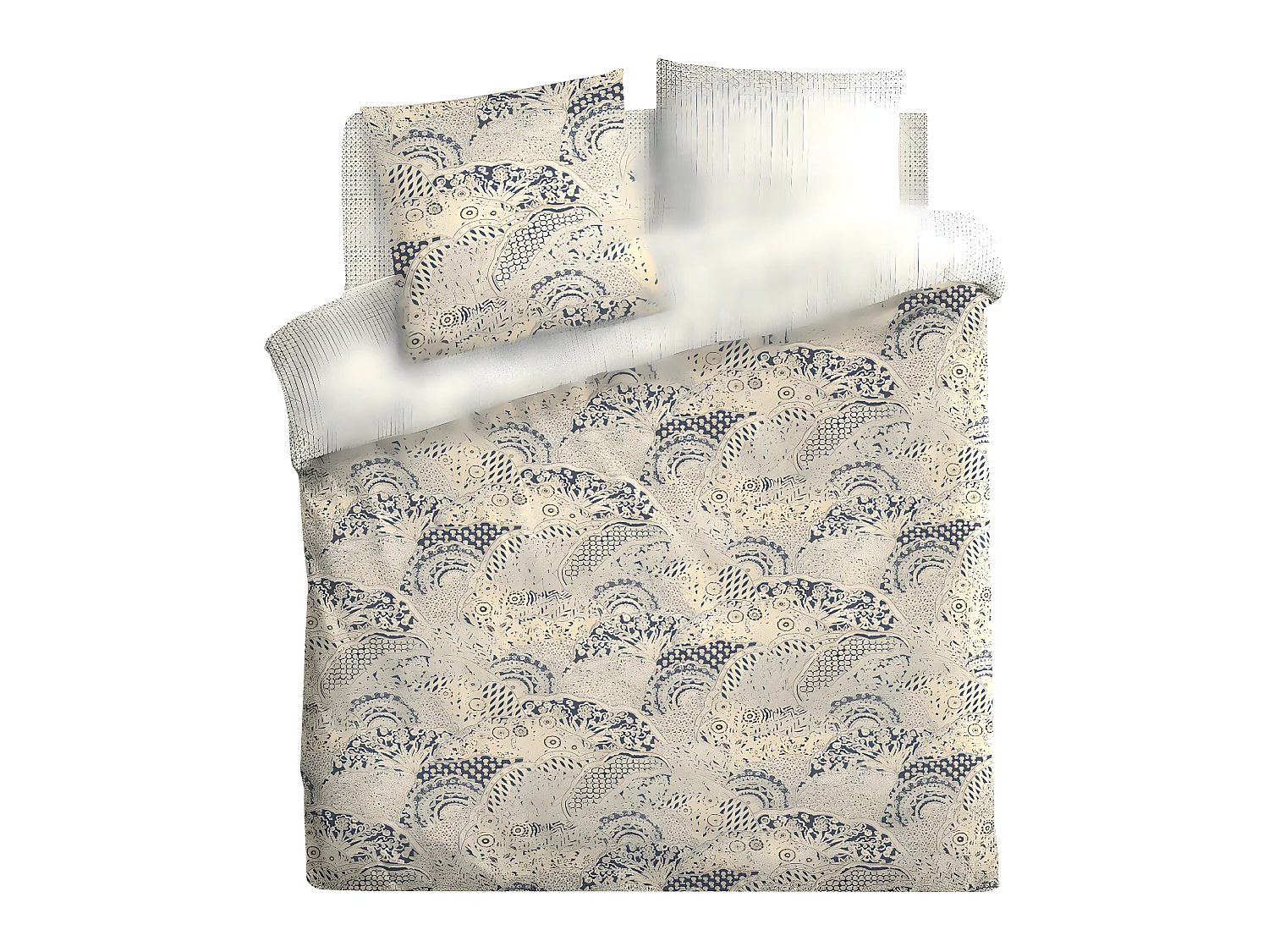 Parure de lit 2 Personnes 240 x 220 cm Housse de couette avec 2 taies Imprimé Naoki