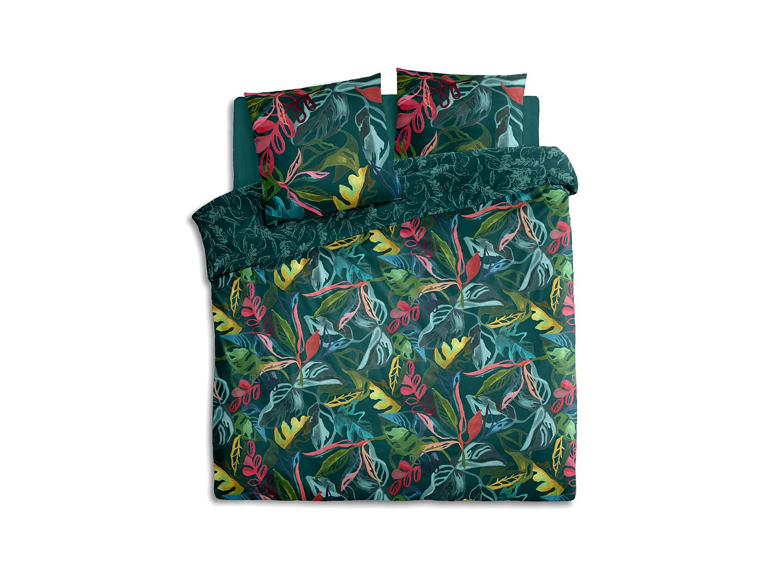 Parure de lit 2 Personnes 240 x 220 cm Housse de couette avec 2 taies Imprimé Selva