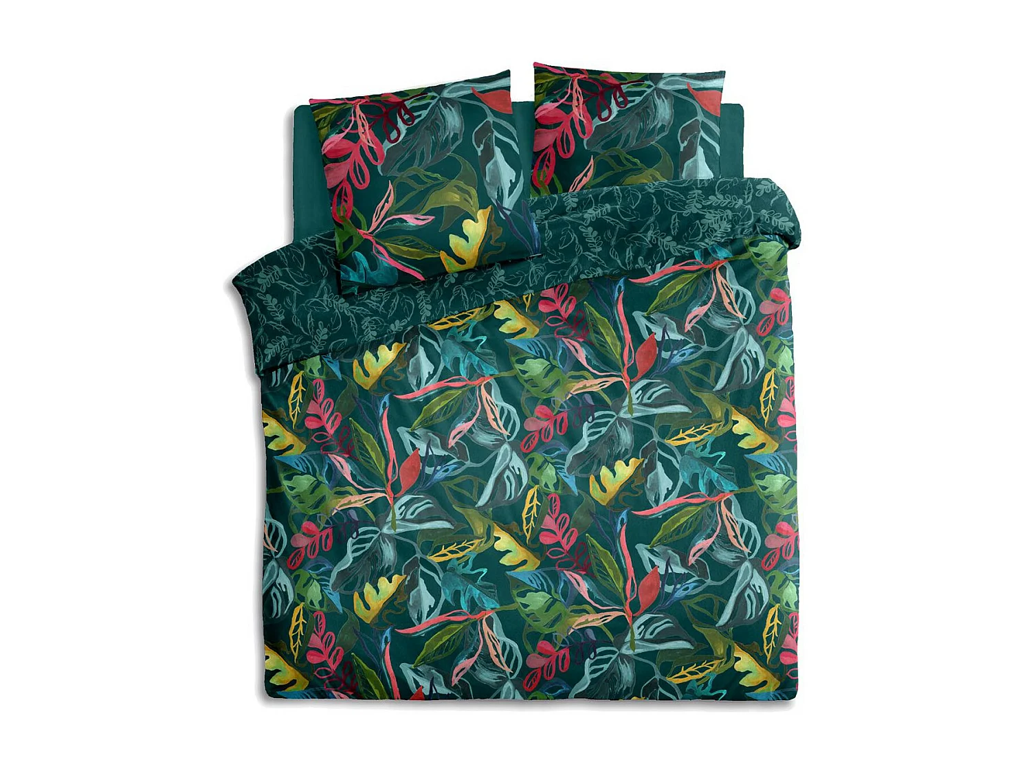 Parure de lit 2 Personnes 240 x 220 cm Housse de couette avec 2 taies Imprimé Selva