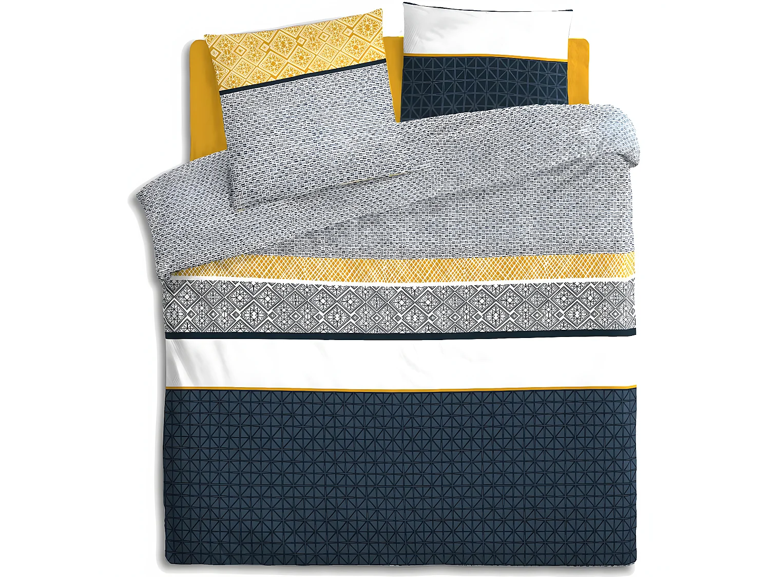 Parure de lit 2 Personnes 240 x 220 cm Housse de couette avec 2 taies imprimé Rayures Ethnik