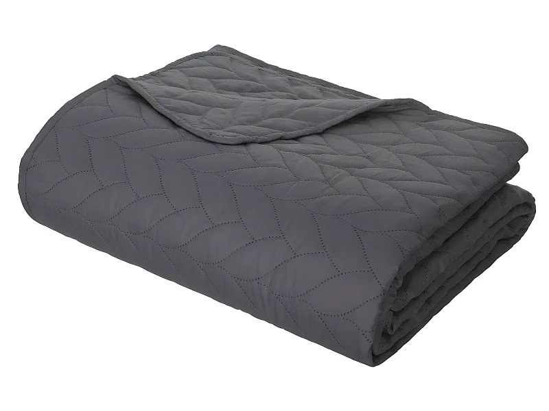 Dessus de lit Gris foncé motif tresse 240 x 260 cm avec 2 Taies