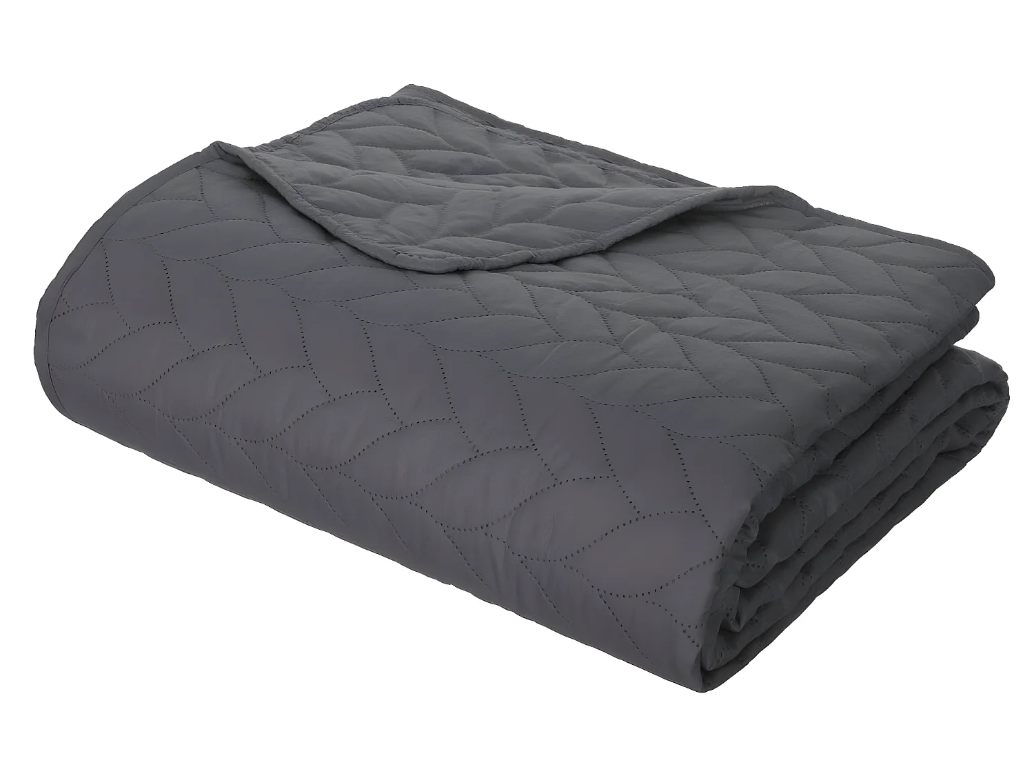 Dessus de lit Gris foncé motif tresse 240 x 260 cm avec 2 Taies