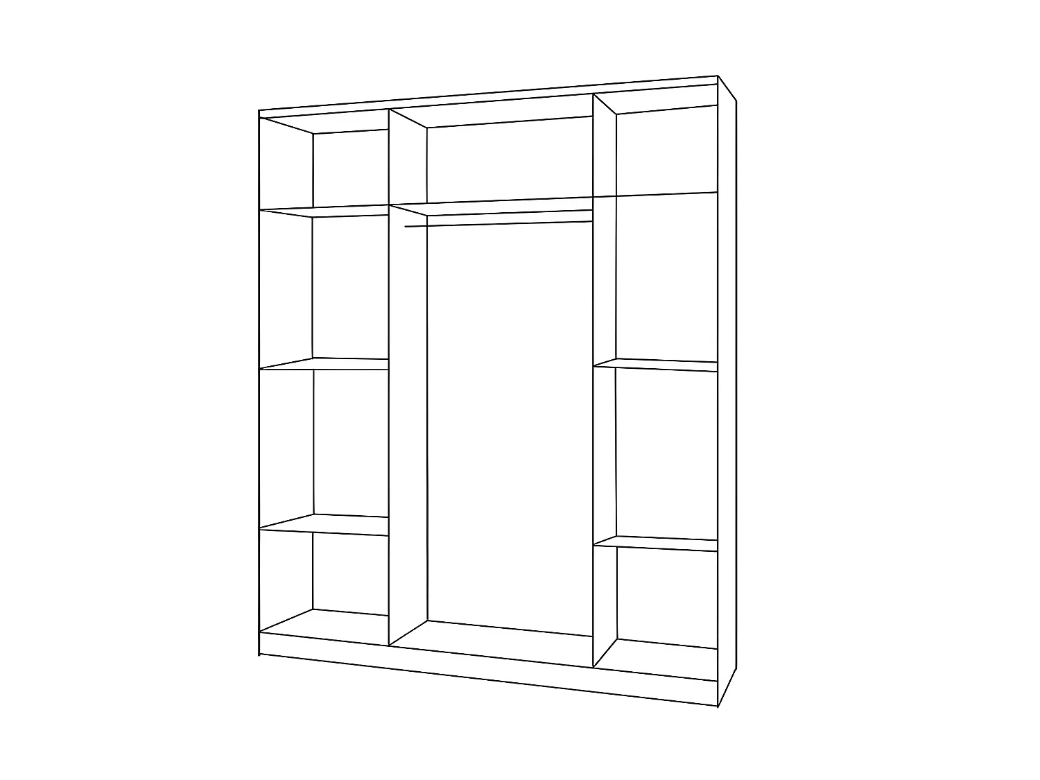 MARLIE - Armadio 3 ante per camerette - 193x120x50 cm - 7 ripiani + barra appendiabiti