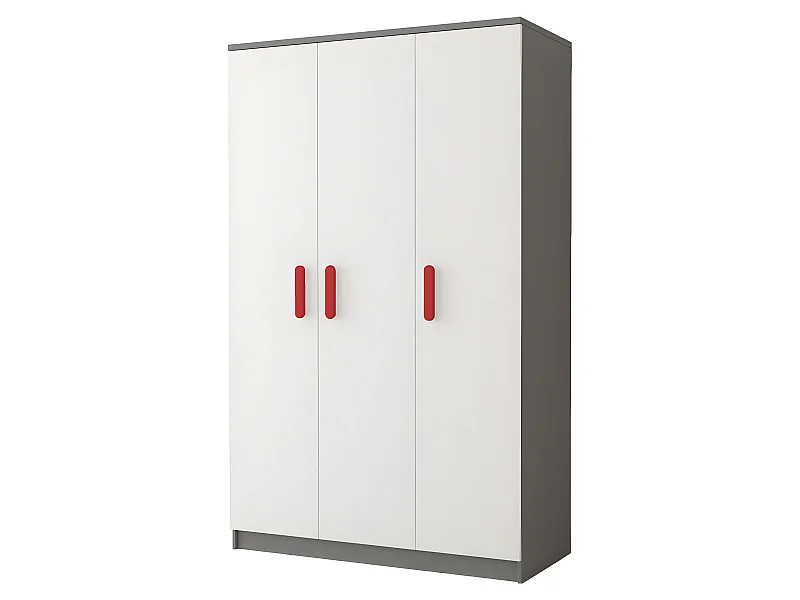 MARLIE - Armadio 3 ante per camerette - 193x120x50 cm - 7 ripiani + barra appendiabiti