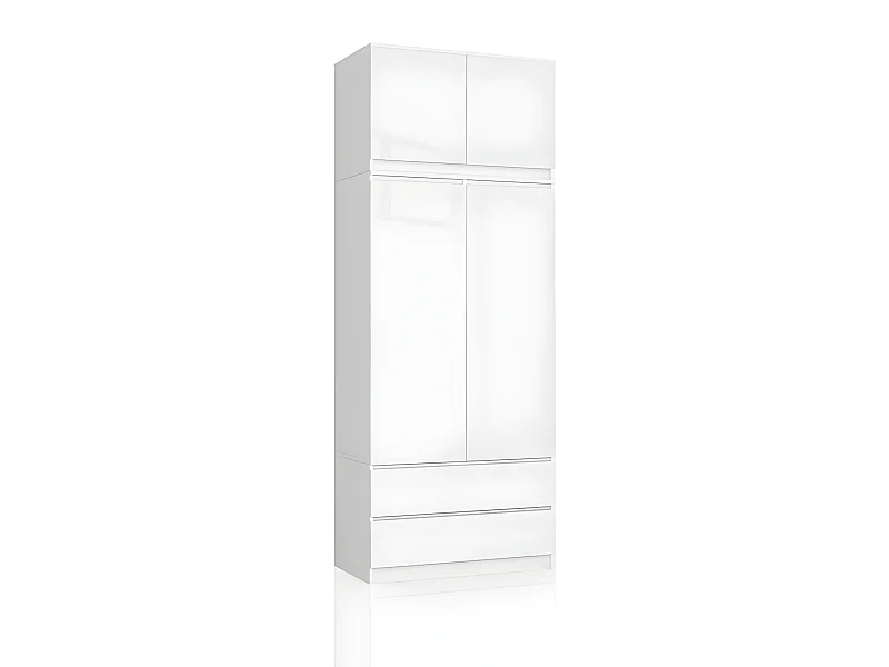 SELIA - Armoire avec rehausse style moderne chambre à coucher - 90x234x51 - 2 grands tiroirs