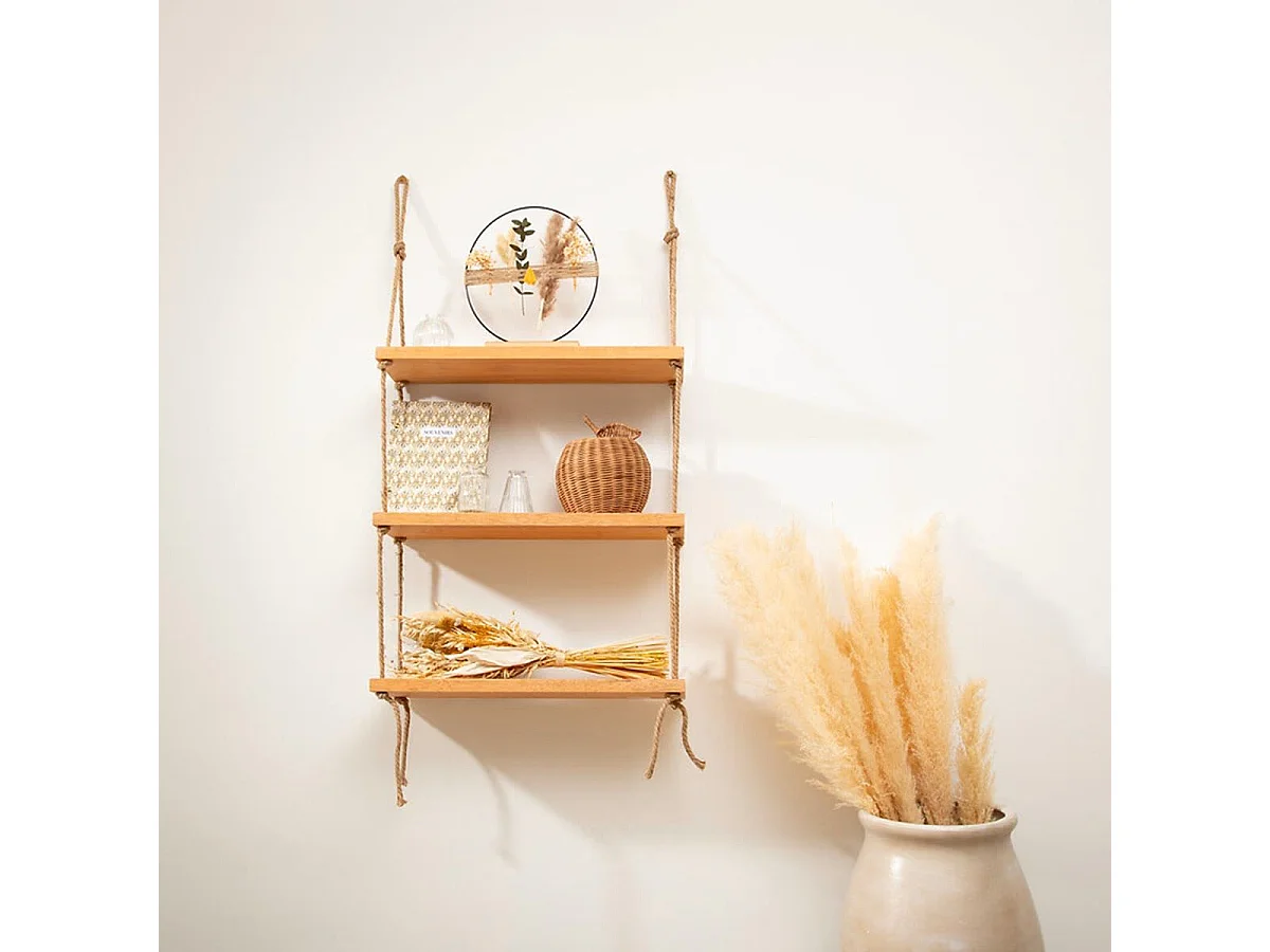 Étagère murale en Bois et Corde 60 x 105 cm