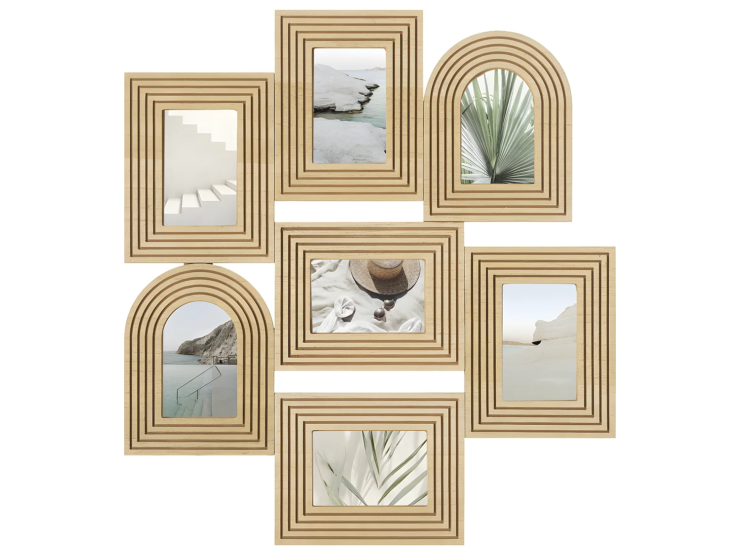 Pêle-mêle Multivues 7 photos en Bois et Verre 59 x 64 cm