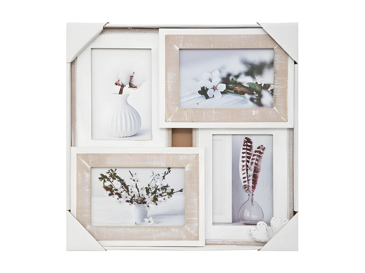 Pêle-mêle Multivues 4 photos en Bois et Verre 33.3 x 33.3 cm