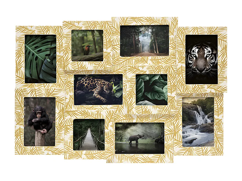 Pêle-mêle Multivues 10 photos en Bois et Verre 60 x 42 cm