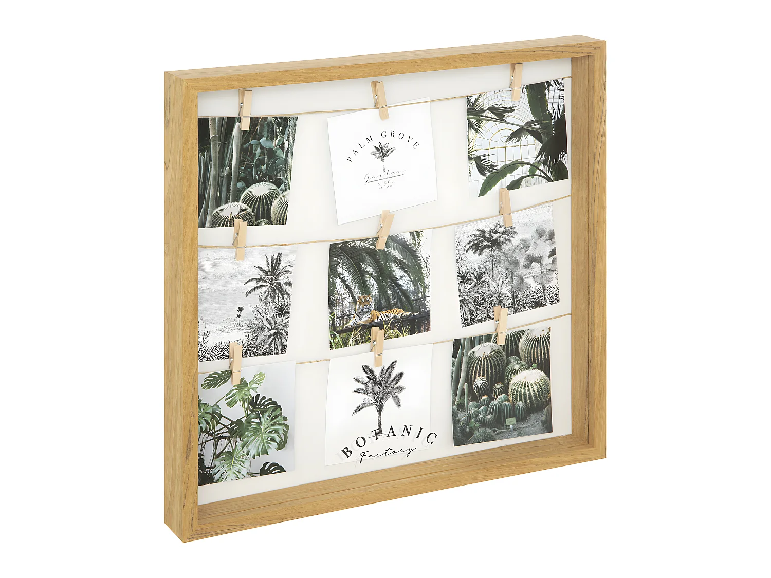 Pêle-mêle Multivues Porte Photos en Bois et Verre 40 x 40 cm