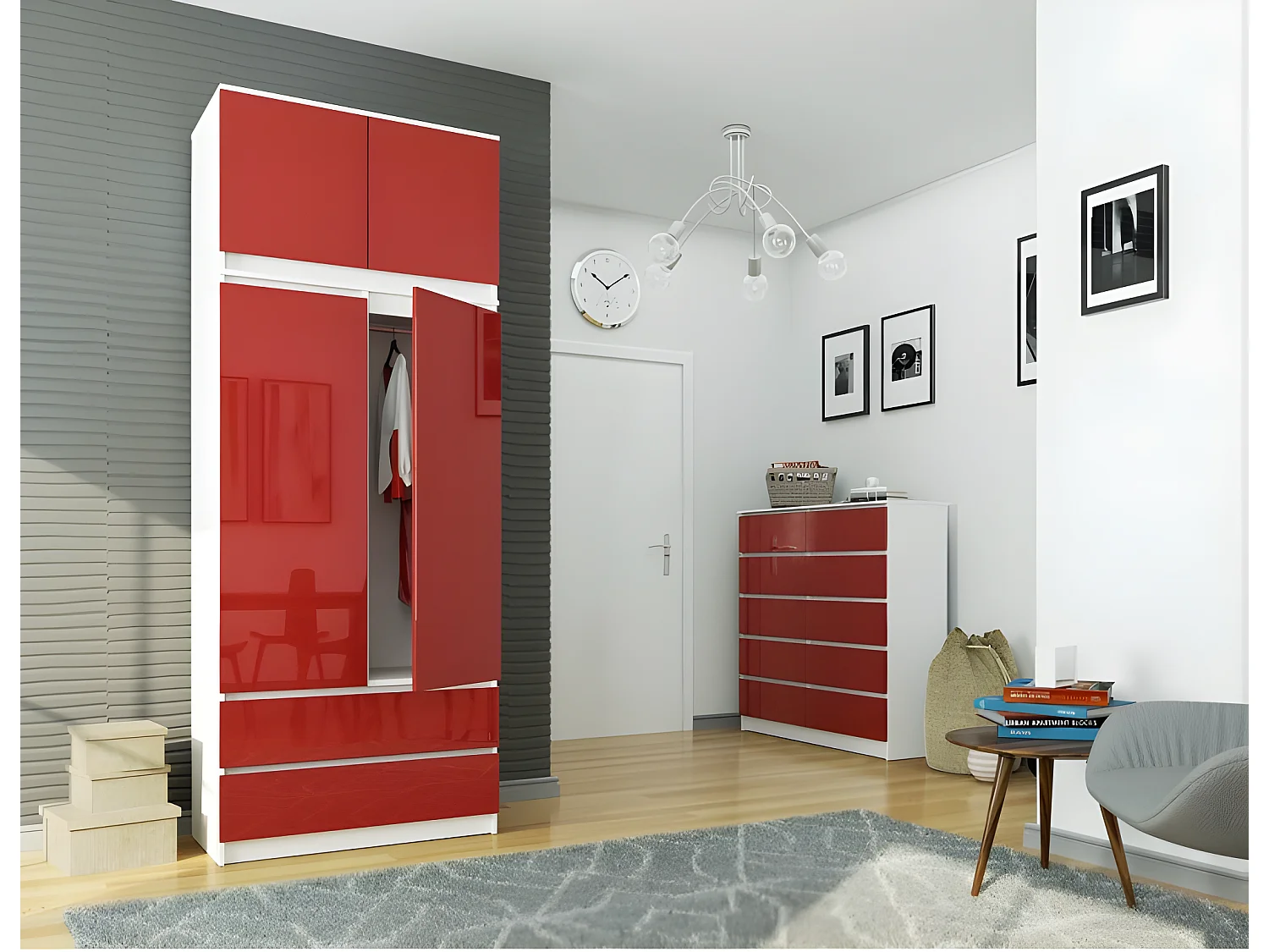 SELIA - Armario de dormitorio moderno con extensión - 90x234x51 - Vestidor