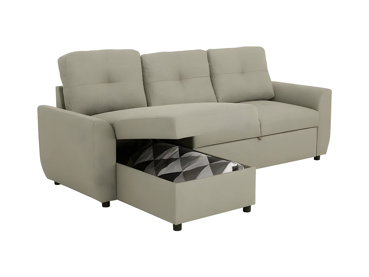 Canapé d'angle convertible réversible 5 places - Tissu Malmo sable - FOLK