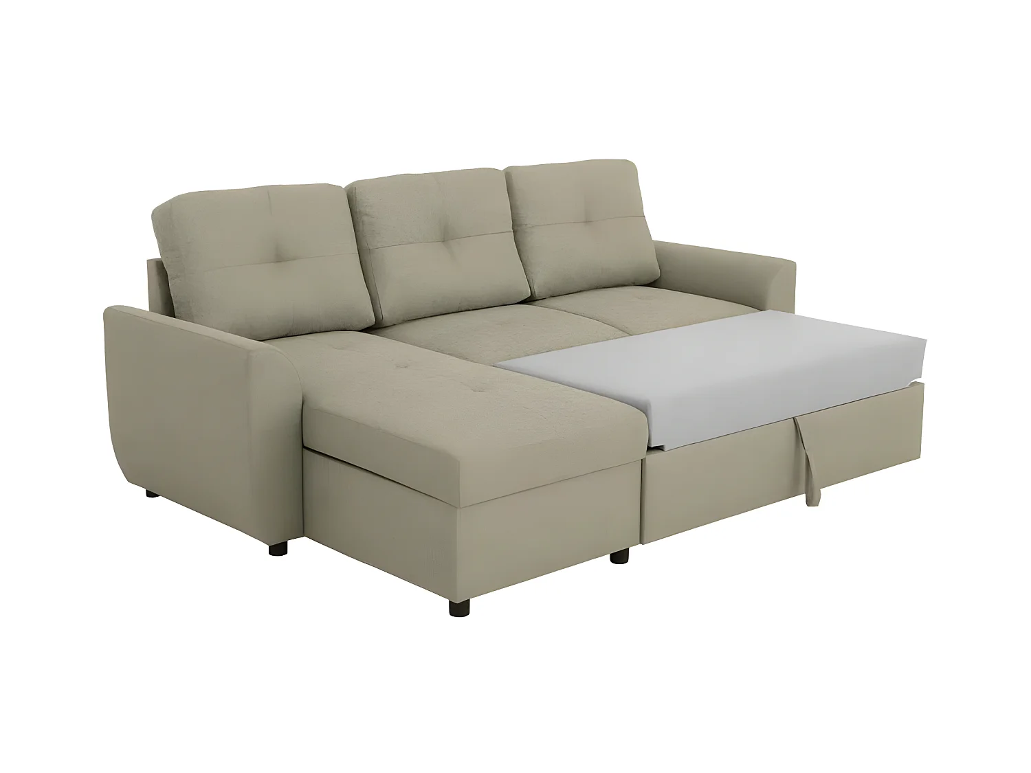 Canapé d'angle convertible réversible 5 places - Tissu Malmo sable - FOLK