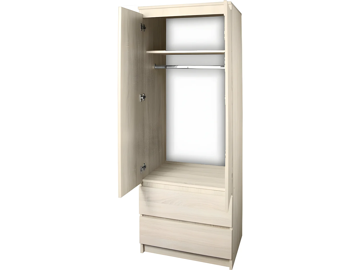 ELINE | Armoire contemporaine chambre dressing | 180x60x51 cm | Meuble de rangement | Penderie multi-fonction 2 tiroirs