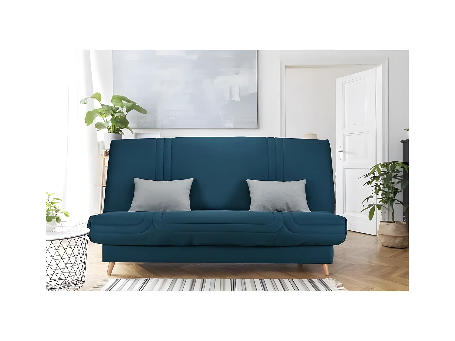 BULTEX Clic clac MONA 3 places - Tissu Bleu - L 192 x P 95 x H 101