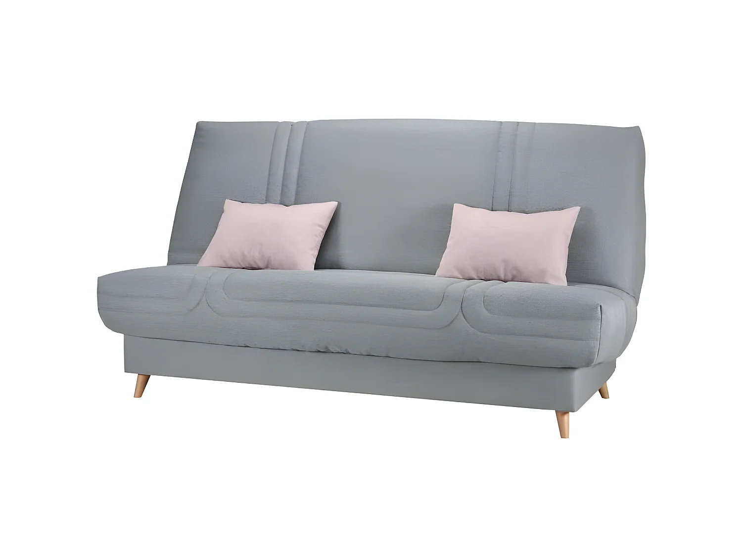 Sofá cama BULTEX Clic clac MONA de 3 plazas - Tela gris - Fabricado en Francia