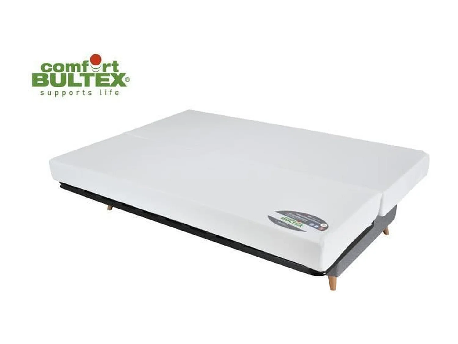 BULTEX Clic clac MONA 3 places - Tissu gris - L 192 x P 95 x H 101