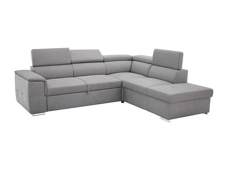 Canapé d'angle convertible panoramique 5 places - Tissu Malmo gris - DAYTONA