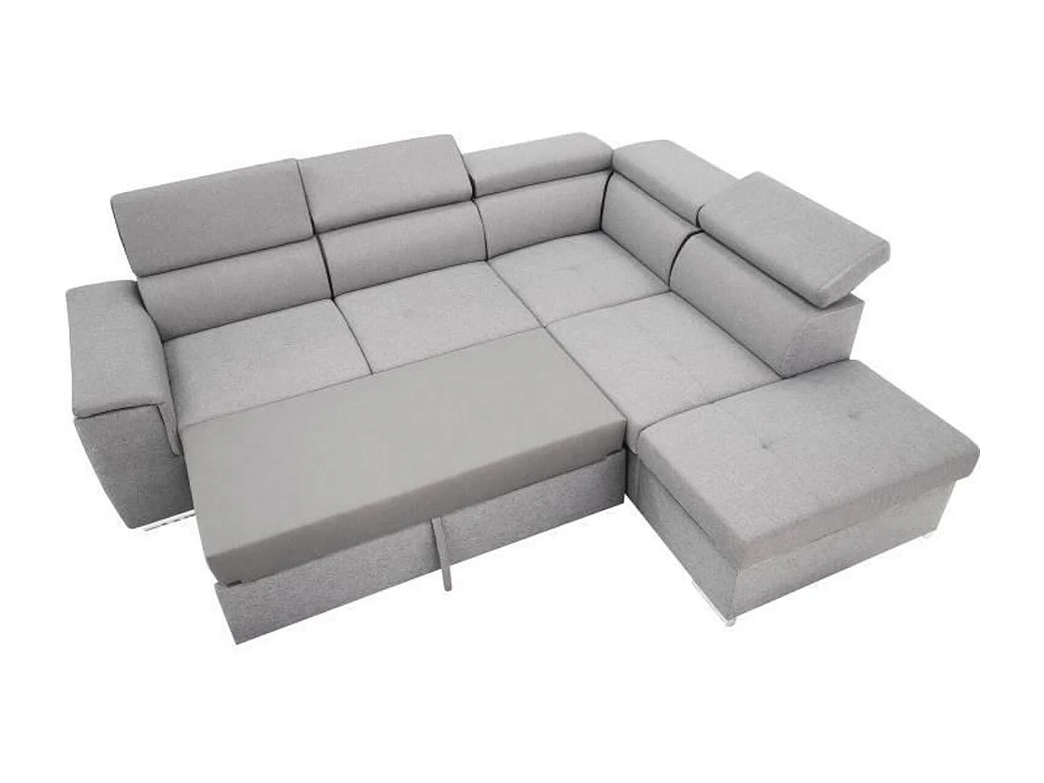 Canapé d'angle convertible panoramique 5 places - Tissu Malmo gris - DAYTONA