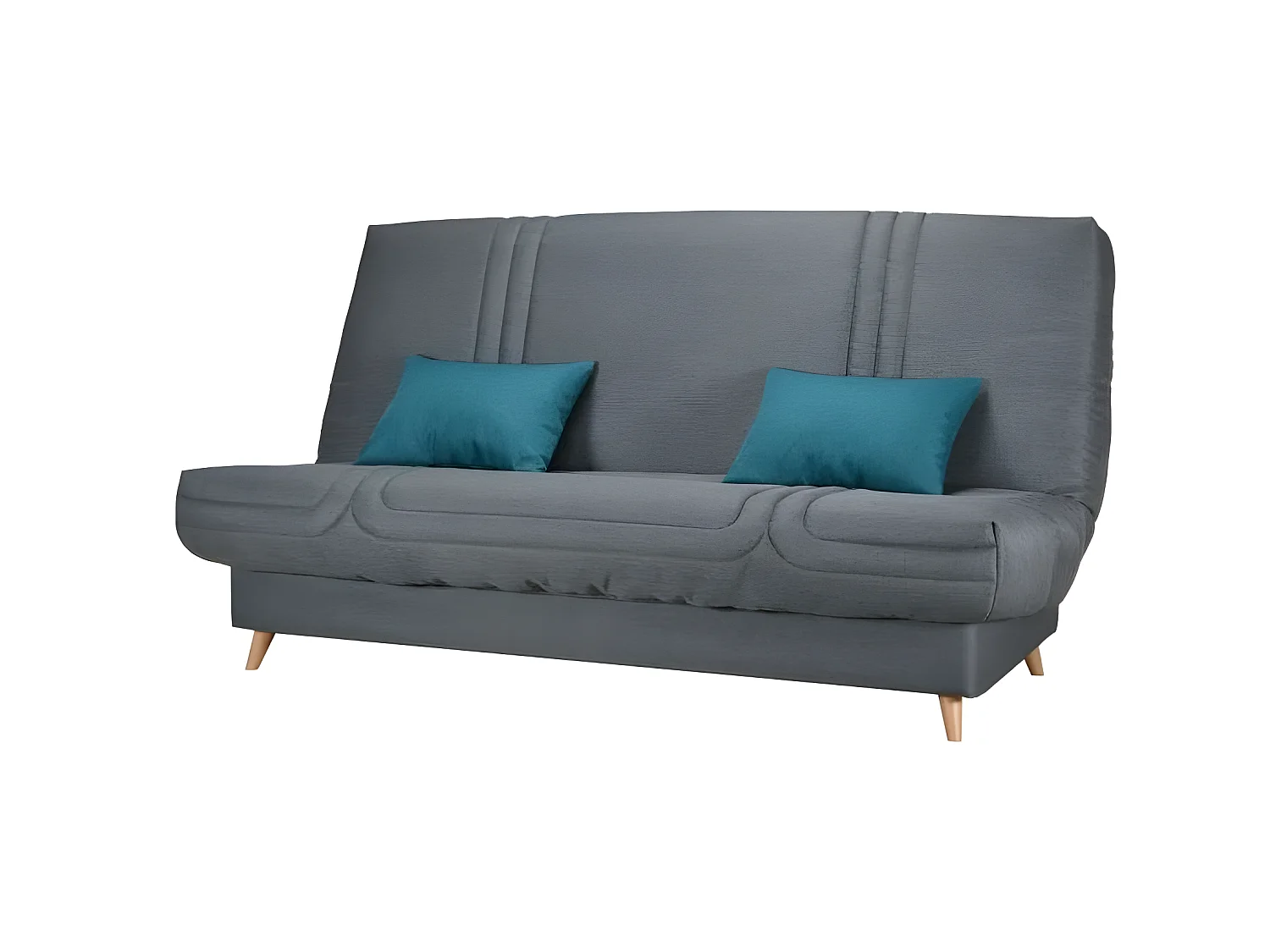 Schlafsofa BULTEX Clic clac MONA 3-Sitzer - Anthrazit Stoff - Matratze Bi-Bloc Bultex - Hergestellt in Frankreich