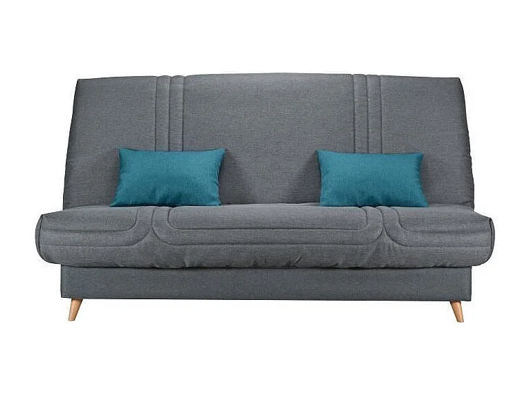 Slaapbank BULTEX Clic clac MONA 3-zits - Antraciet stof - Matras Bi-Bloc Bultex - Gemaakt in Frankrijk