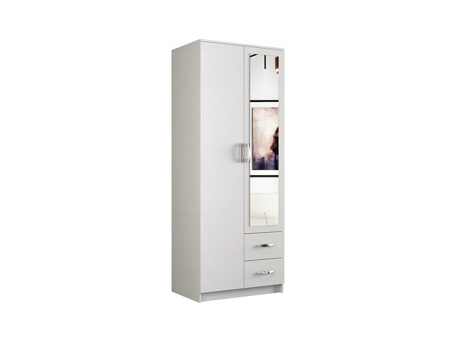 ROMA 80 | Petite Armoire chambre bureau | Penderie multifonctions | 2 portes | Miroir | 2 tiroirs | Meuble de rangement | Dressing