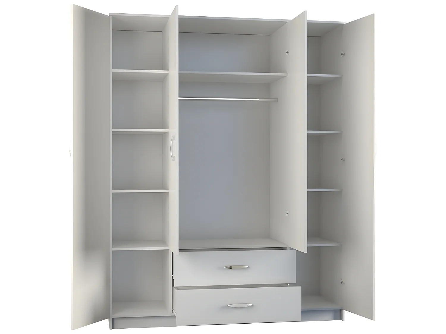 ROMA - Grande armoire de chambre 4 portes - 160x52x205 cm - 2 tiroirs - Armoire avec penderie