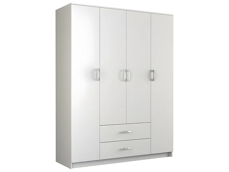 ROMA - Grande armoire de chambre 4 portes - 160x52x205 cm - 2 tiroirs - Armoire avec penderie