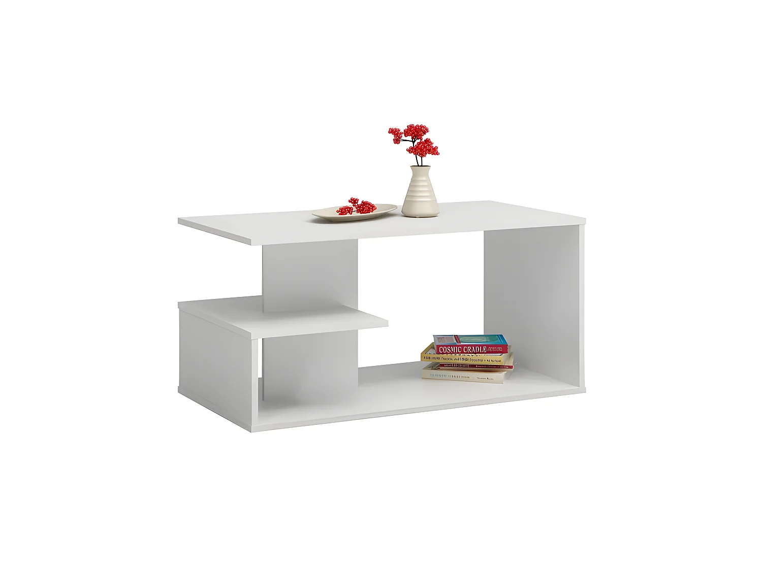 CARINA - Mesita moderna - 91x51x40 - Con almacenamiento - Mesita