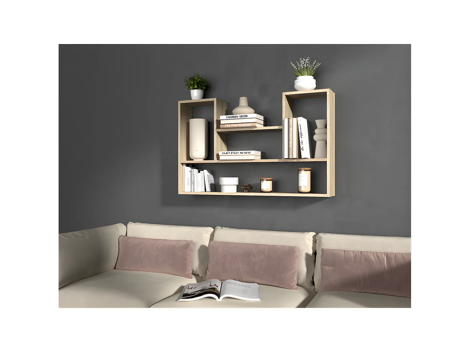 CARINA | Tavolino moderno 91x51x40 soggiorno/ufficio con nicchie | Tavolo in stile moderno + rivista/telecomando/contenitore decorativo