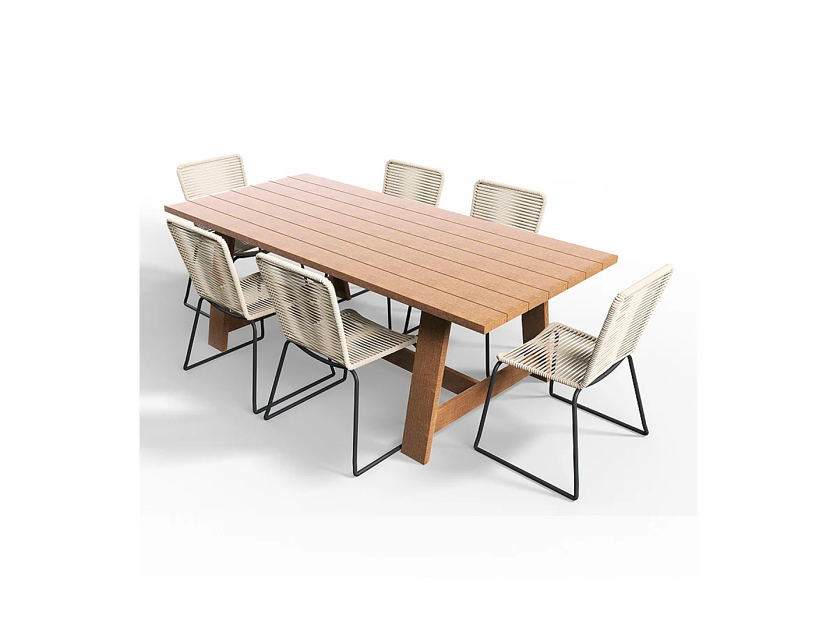 Ensemble table de jardin 6 à 8 personnes Laguna + 6 chaises Erin